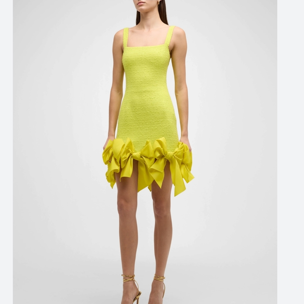 Oscar de la RentaFaille Bow Square-Neck Tweed Mini Tank Dress